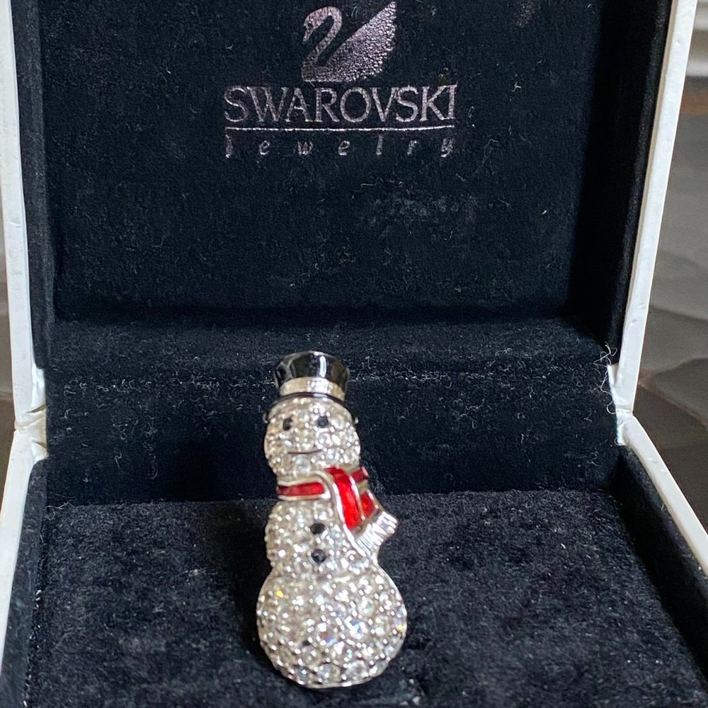 Swarovski Crystal Snowman Brooch